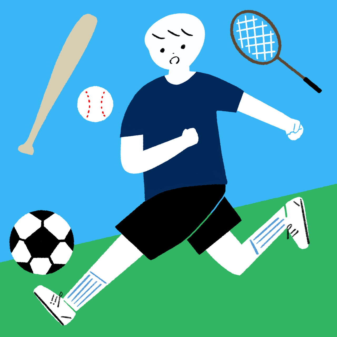 サッカーをする男子学生のイラスト