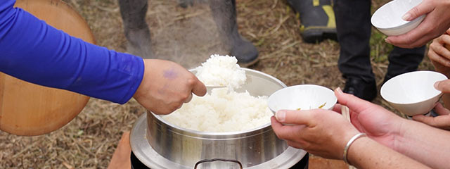 羽釜で炊いた棚田米